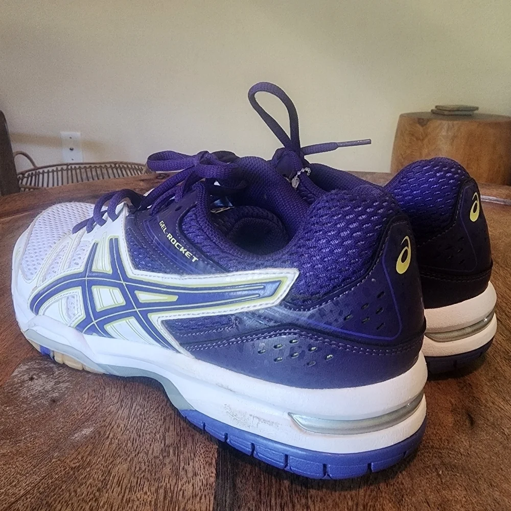 Asics Gel Rocket Volleyball Sneakers B455N Purple Mesh Lace Up Shoes Womens 9.5
